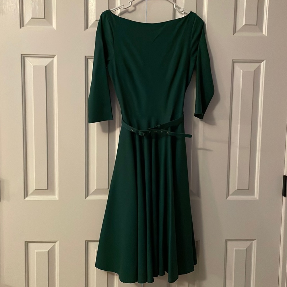 Unique vintage green dress with belt